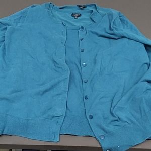 Talbots 1X Sweater Set Pima Cotton Dark Teal